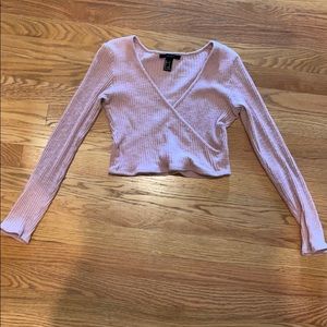 Pink long sleeve crop top